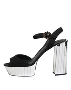 Dolce & Gabbana Black Crystal Ankle Strap Keira Sandal Shoes