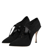 Dolce & Gabbana Black Lace Up Stiletto Heels Pumps Shoes