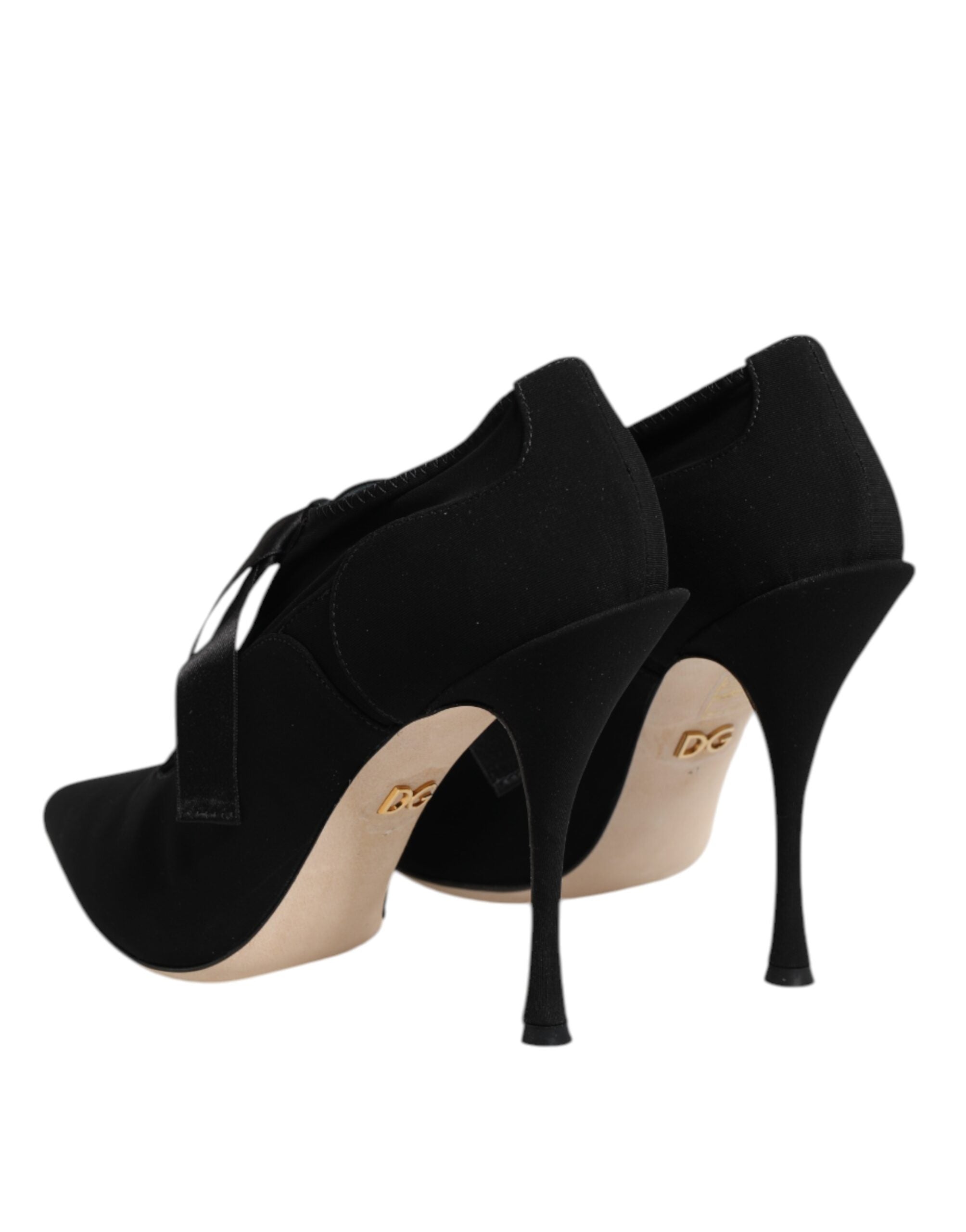 Dolce & Gabbana Black Lace Up Stiletto Heels Pumps Shoes