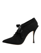 Dolce & Gabbana Black Lace Up Stiletto Heels Pumps Shoes
