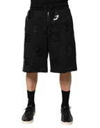 Dolce & Gabbana Black Logo Cotton Bermuda Sweatshorts Shorts