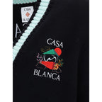 Casablanca Black Merino Wool Cardigan