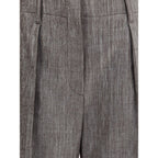 Brunello Cucinelli Brown Polyester Casual Pants