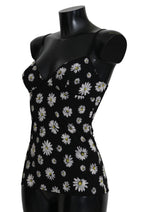 Dolce & Gabbana Black Daisy Print Dress Lingerie Chemisole