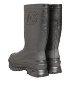 Dolce & Gabbana Black Argento Pull On Rain Boots Shoes