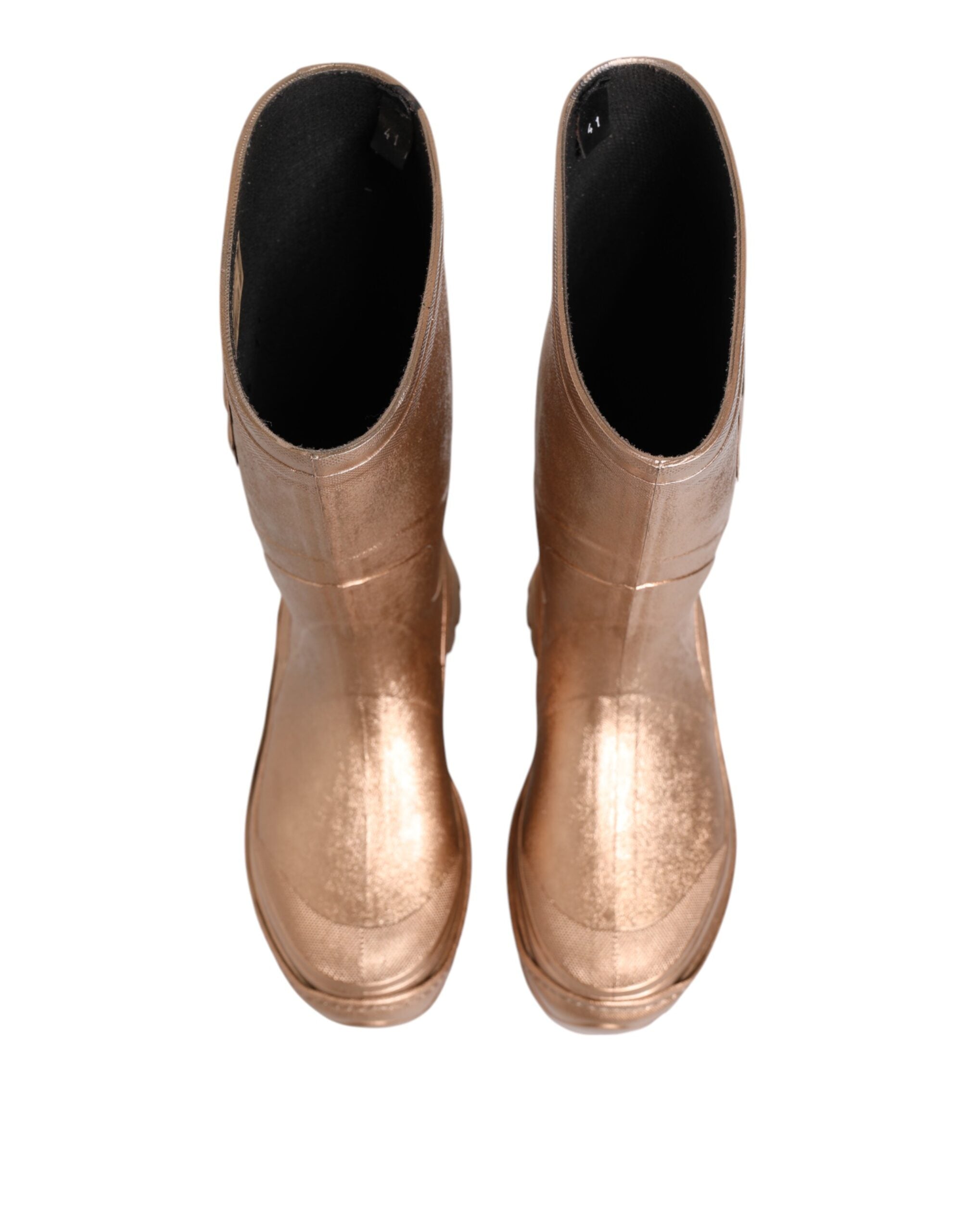 Dolce & Gabbana Rose Gold Rubber Pull On Rain Boots  Shoes