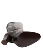 Dolce & Gabbana Brown Python Snakeskin Print Riding Boots Shoes