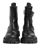 Dolce & Gabbana Black Gold DG Logo Trekking Calf Boots Shoes