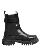 Dolce & Gabbana Black Gold DG Logo Trekking Calf Boots Shoes