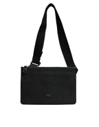 Dolce & Gabbana Black Leather Logo Embossed Waist Fanny Pack Bag