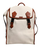 Dolce & Gabbana Beige Brown Canvas Leather EDGE Travel Men Back Pack Bag