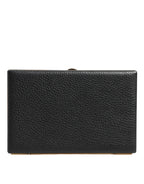 Dolce & Gabbana Black Leather Gold Frame Clutch Evening Party Purse Bag