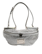 Dolce & Gabbana Silver Crystal-Embellished Belt Strap Bag