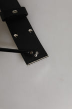 Dolce & Gabbana Black Leather Classic Metal Logo Buckle Belt