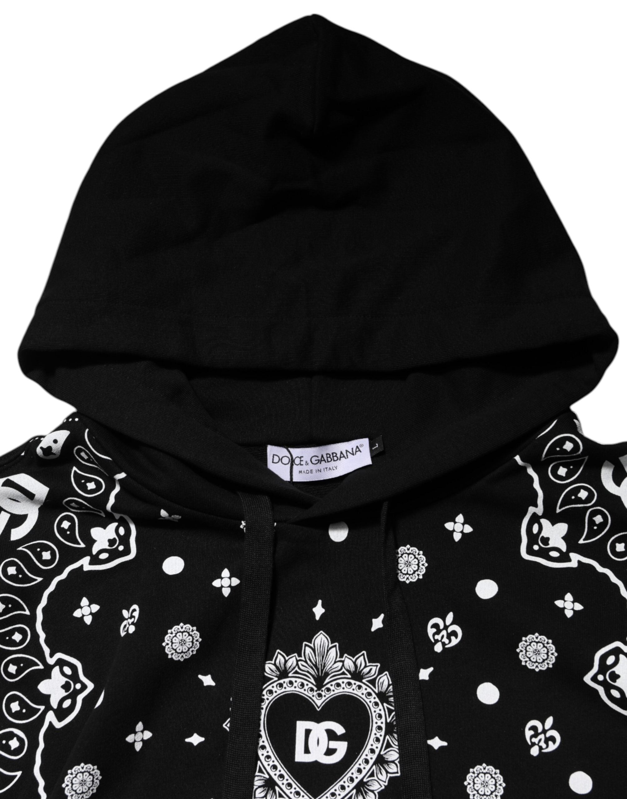 Dolce & Gabbana Black Bandana Hooded Men Sweatshirt Sweater
