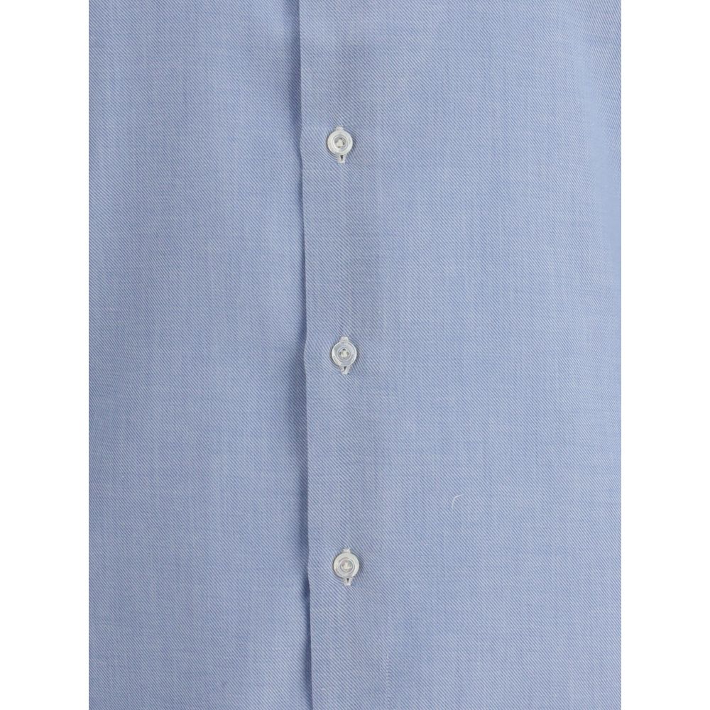Finamore Light Blue Cotton Dress Shirt