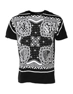 Dolce & Gabbana Black Bandana Print Cotton Crew Neck T-shirt
