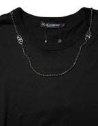 Dolce & Gabbana Black Chain Necklace Cotton Crewneck T-shirt