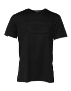 Dolce & Gabbana Black Embossed Logo Cotton Crew Neck T-shirt