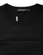 Dolce & Gabbana Black Embossed Logo Cotton Crew Neck T-shirt
