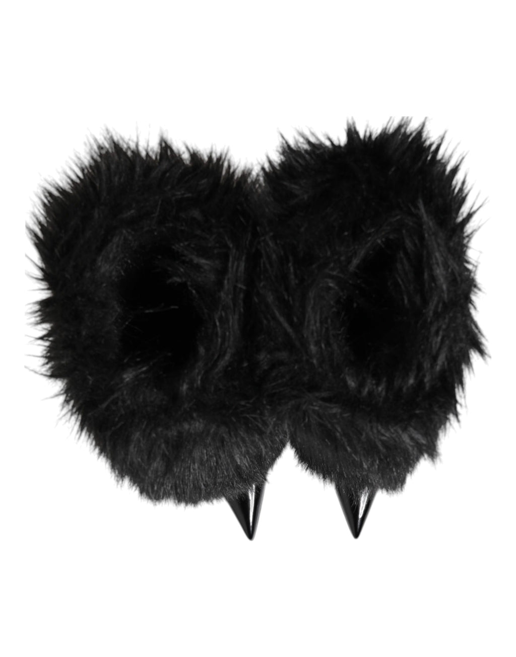 Dolce & Gabbana Black Faux Fur Pointed Knee High Stiletto Boots Shoes