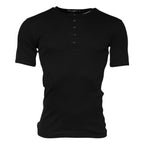 Dolce & Gabbana Black Cotton Knit Crew Neck Henley T-shirt