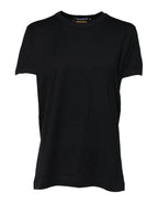 Dolce & Gabbana Black Cotton DG Print Short Sleeve Top T-shirt
