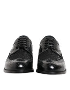 Dolce & Gabbana Black Leather Floral Lace Dress Formal Shoes