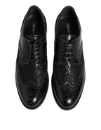 Dolce & Gabbana Black Leather Floral Lace Dress Formal Shoes