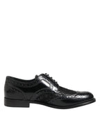 Dolce & Gabbana Black Leather Floral Lace Dress Formal Shoes