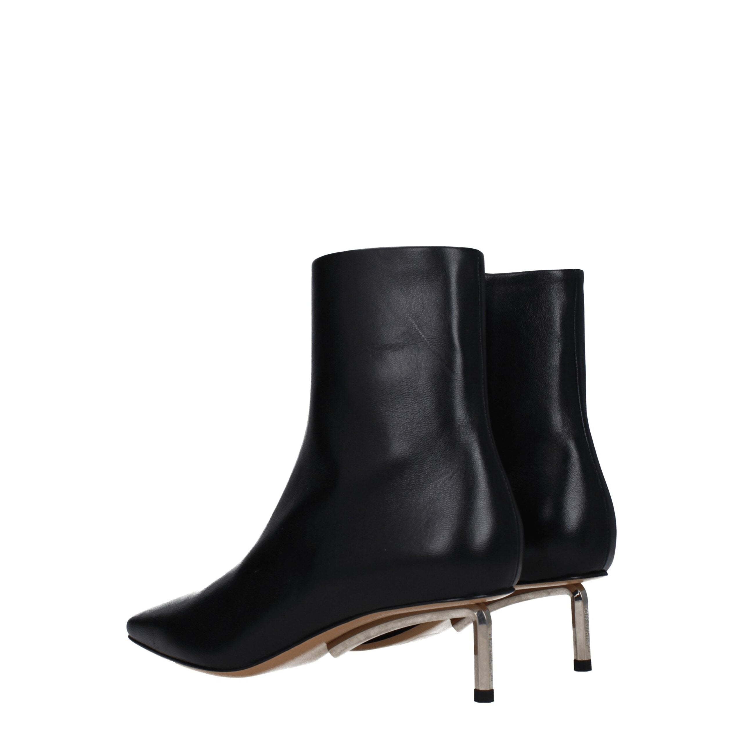Off-White Black Leather Ankle Boots