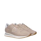 Philippe Model Beige Leather Low Top Sneakers