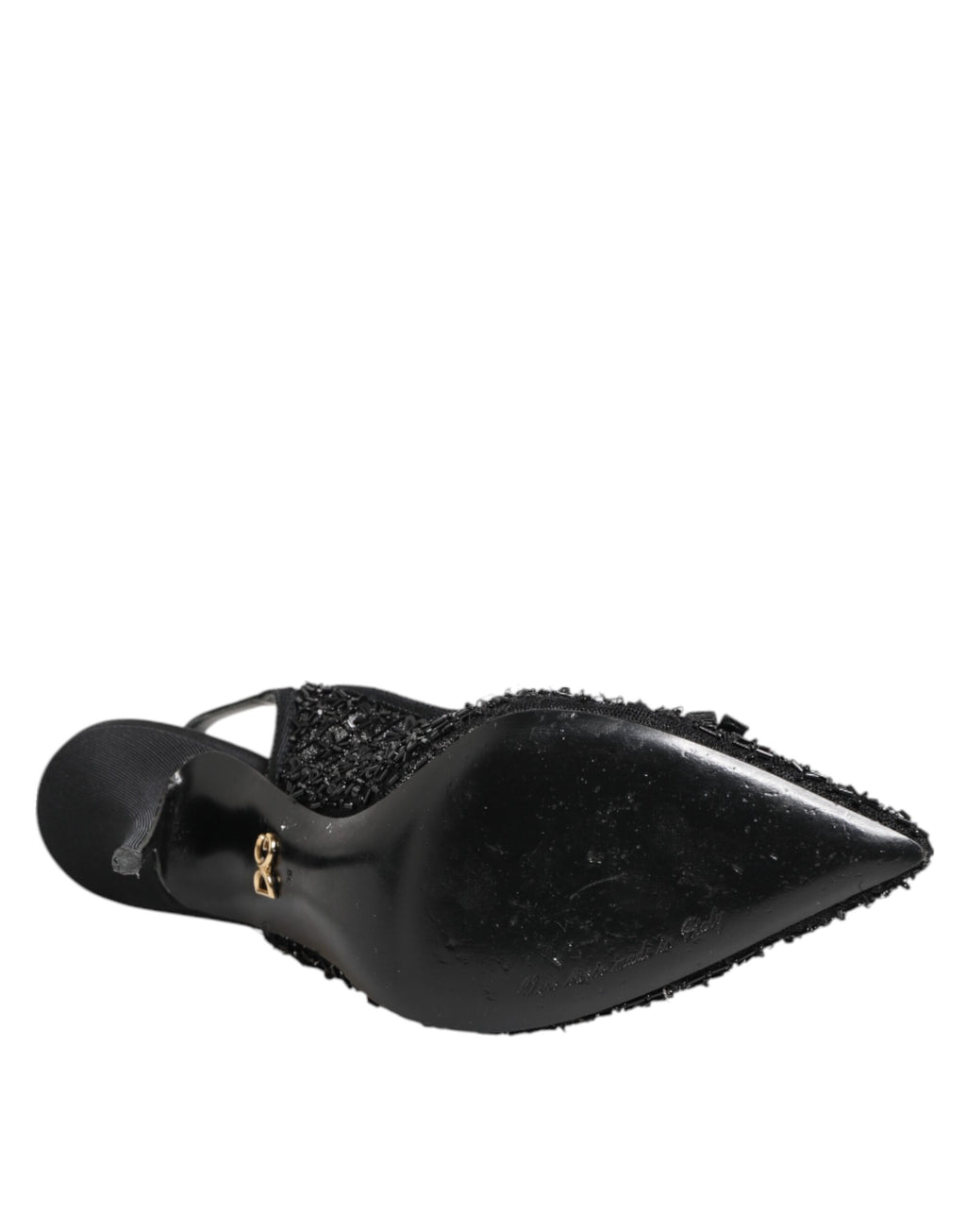 Dolce & Gabbana Black Tulle Ricamo Heels Slingbacks Shoes