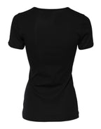 Dolce & Gabbana Black Cotton Henley Short Sleeves Top T-shirt