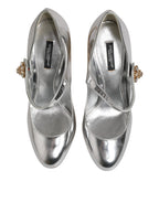 Dolce & Gabbana Silver Chandelier Sculpted Heel Mary Jane Pump Shoes