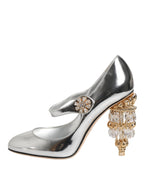 Dolce & Gabbana Silver Chandelier Sculpted Heel Mary Jane Pump Shoes