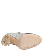 Dolce & Gabbana Silver Chandelier Sculpted Heel Mary Jane Pump Shoes