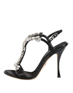 Dolce & Gabbana Black Keira Crystals Heels Sandals Shoes