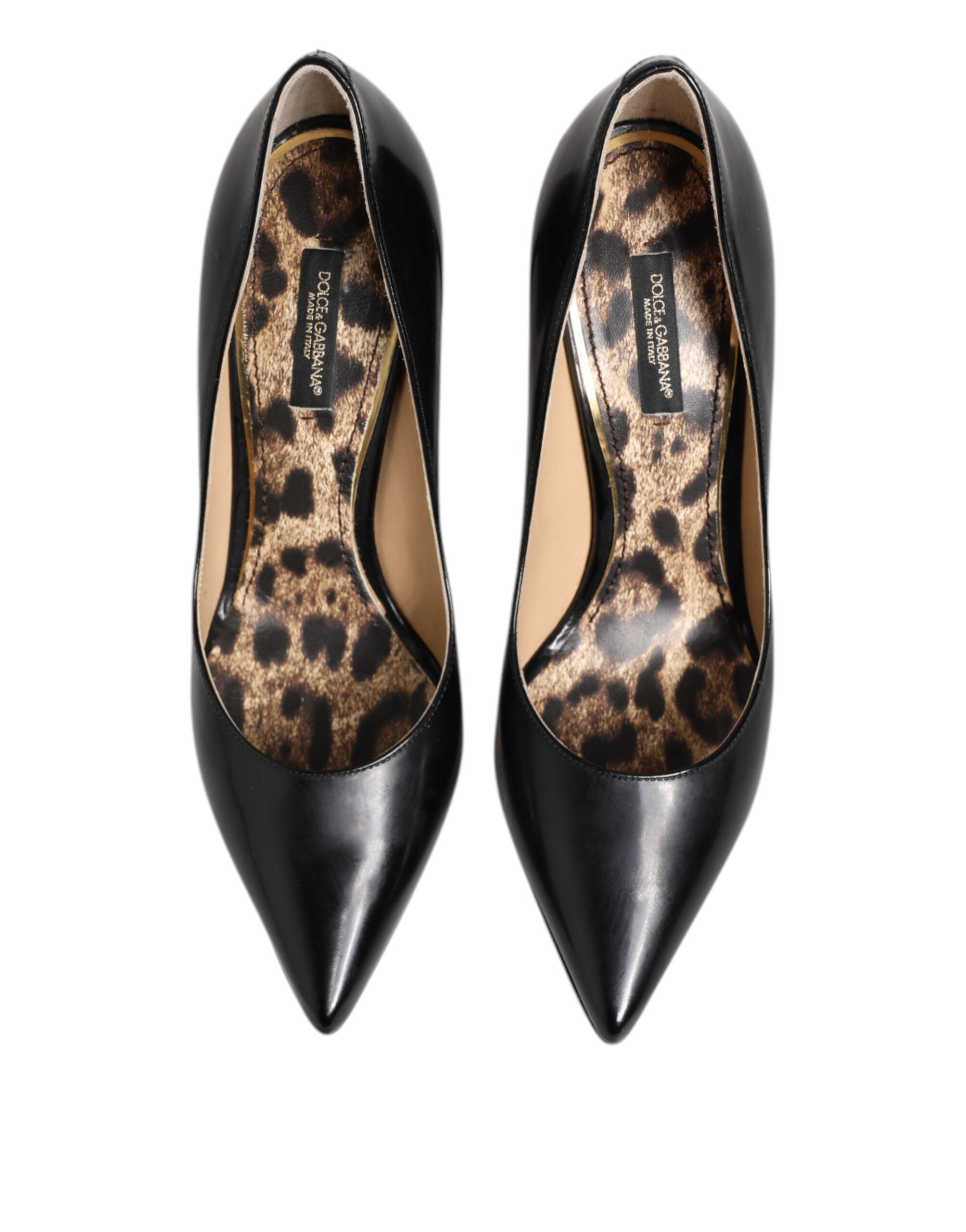 Dolce & Gabbana Black Calf Leather Stiletto Heels Pumps Shoes