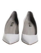 Dolce & Gabbana Light Gray Leather Kitten Heels Pumps Shoes