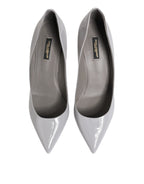 Dolce & Gabbana Light Gray Leather Kitten Heels Pumps Shoes