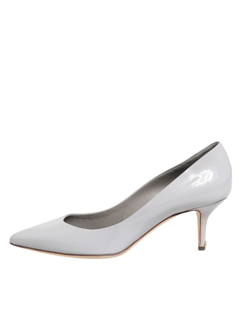 Dolce & Gabbana Light Gray Leather Kitten Heels Pumps Shoes