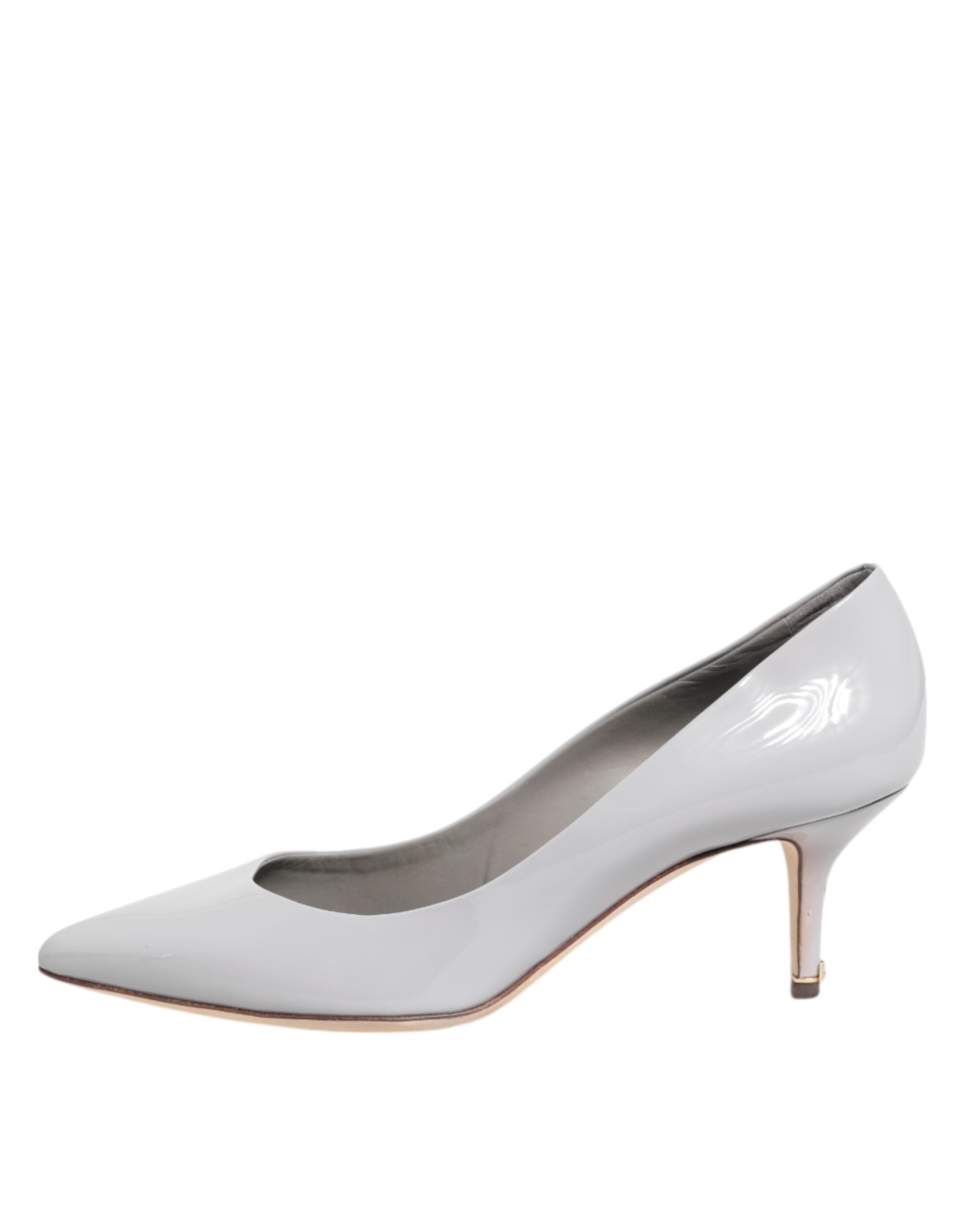 Dolce & Gabbana Light Gray Leather Kitten Heels Pumps Shoes