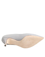 Dolce & Gabbana Light Gray Leather Kitten Heels Pumps Shoes