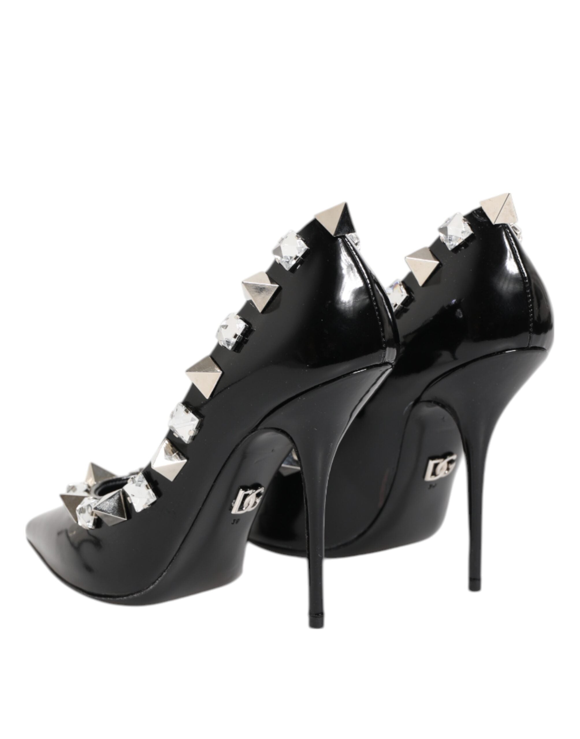 Dolce & Gabbana Black Crystals Studs Stiletto Pumps Shoes