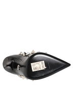 Dolce & Gabbana Black Crystals Studs Stiletto Pumps Shoes