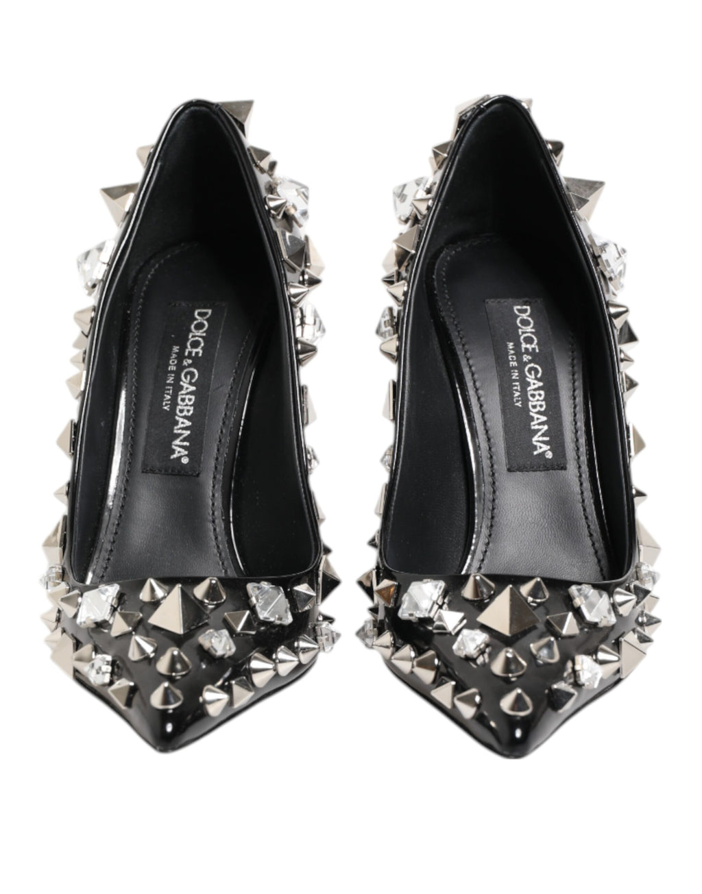 Dolce & Gabbana Black Crystals Studs Stiletto Pumps Shoes