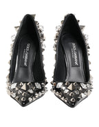 Dolce & Gabbana Black Crystals Studs Stiletto Pumps Shoes