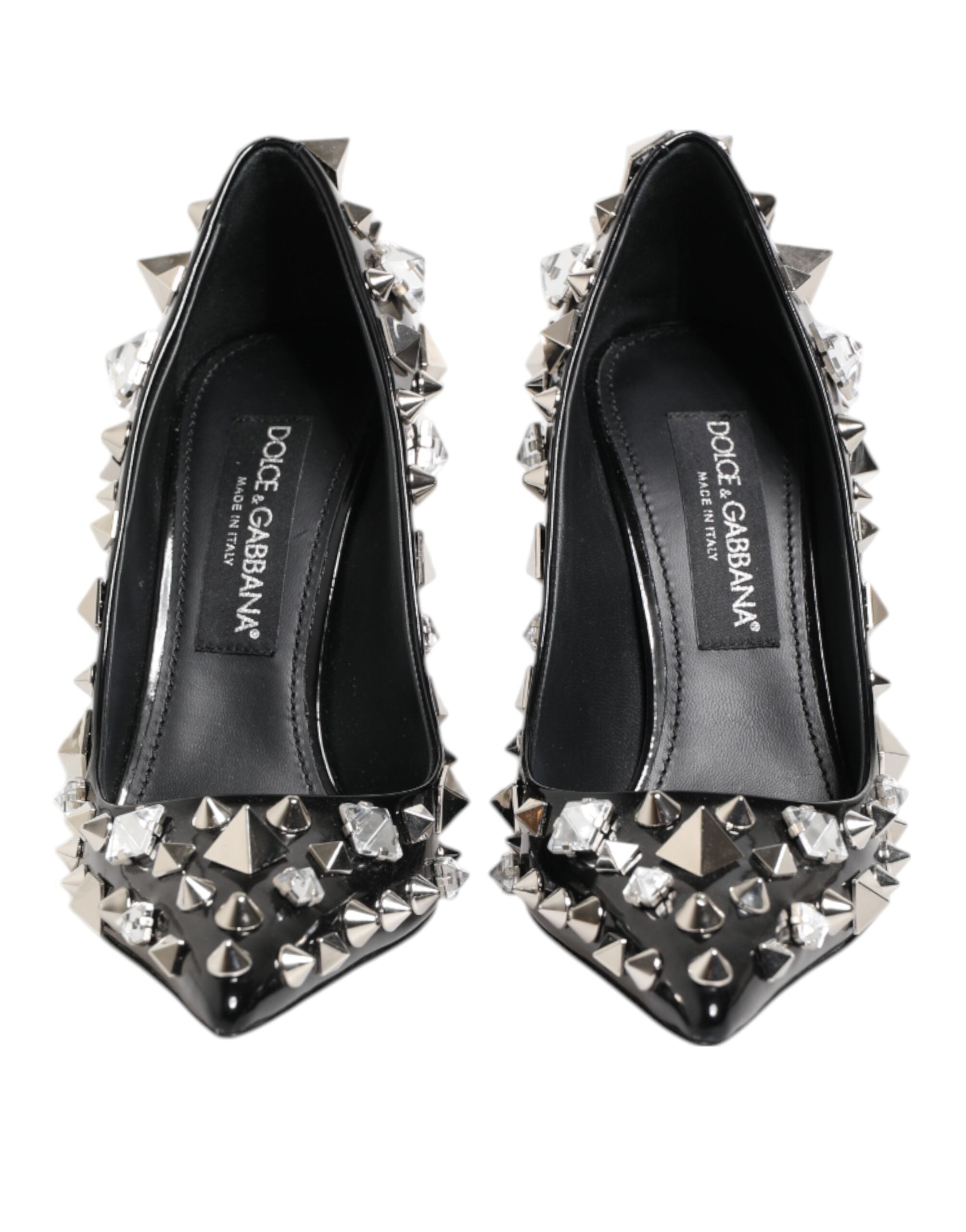 Dolce & Gabbana Black Crystals Studs Stiletto Pumps Shoes