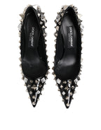 Dolce & Gabbana Black Crystals Studs Stiletto Pumps Shoes